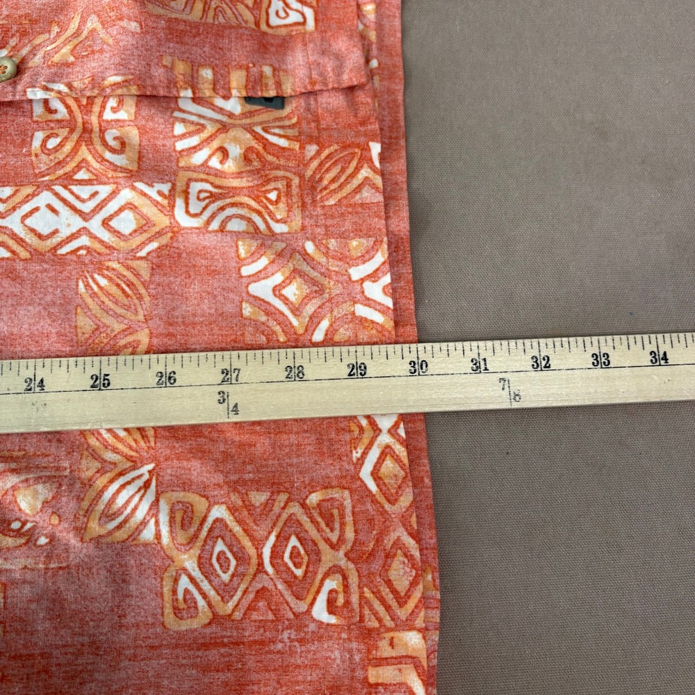 Quiksilver Shirt Mens Large Orange Waterman Collection Aloha Tribal Beach Summer - Picture 9 of 10